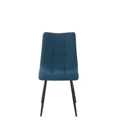 Chaise de salle à manger en tissu matelassé bleu pétrole - Lilly