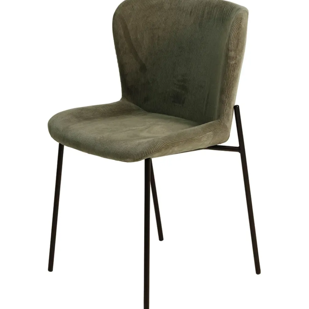 Chaise de salle à manger en velours côtelé vert foncé - Holden