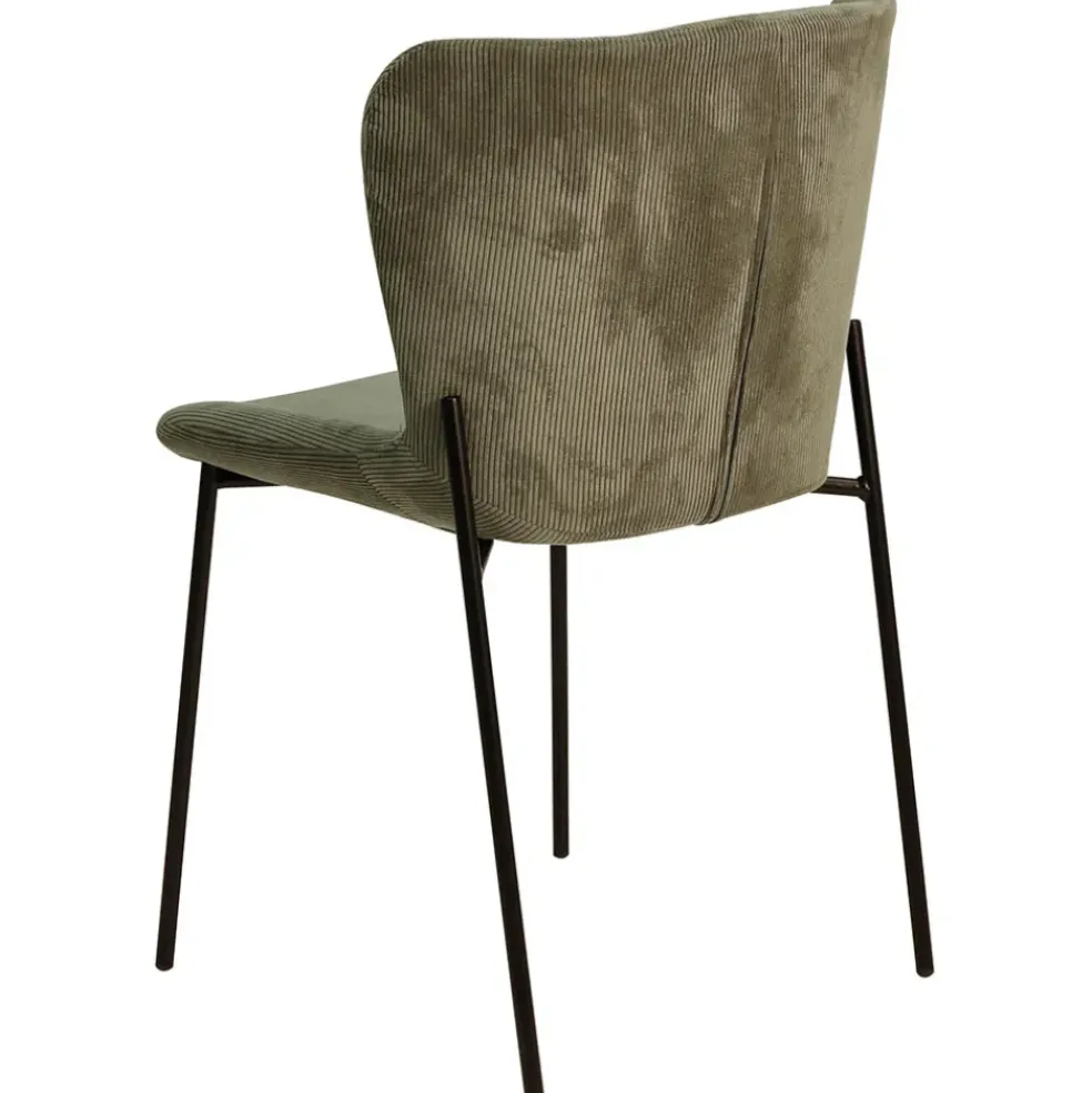 Chaise de salle à manger en velours côtelé vert foncé - Holden