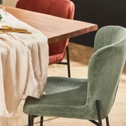 Chaise de salle à manger en velours côtelé vert foncé - Holden