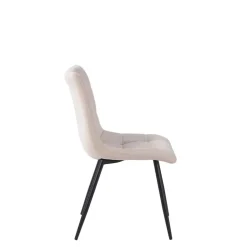 Chaise de salle à manger en tissu matelassé blanc ivoire - Lilly