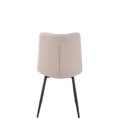 Chaise de salle à manger en tissu matelassé blanc ivoire - Lilly