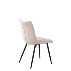 Chaise de salle à manger en tissu matelassé blanc ivoire - Lilly