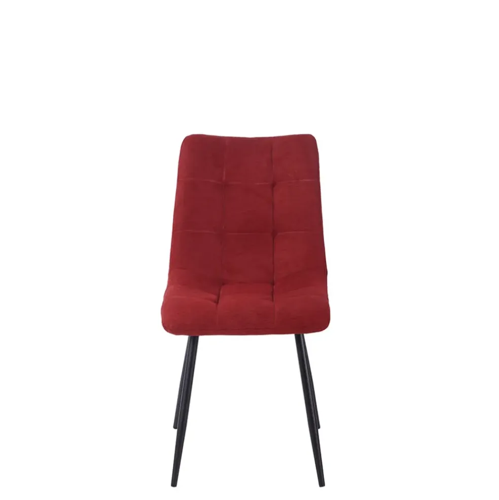 Chaise de salle à manger en tissu matelassé cerise - Lilly