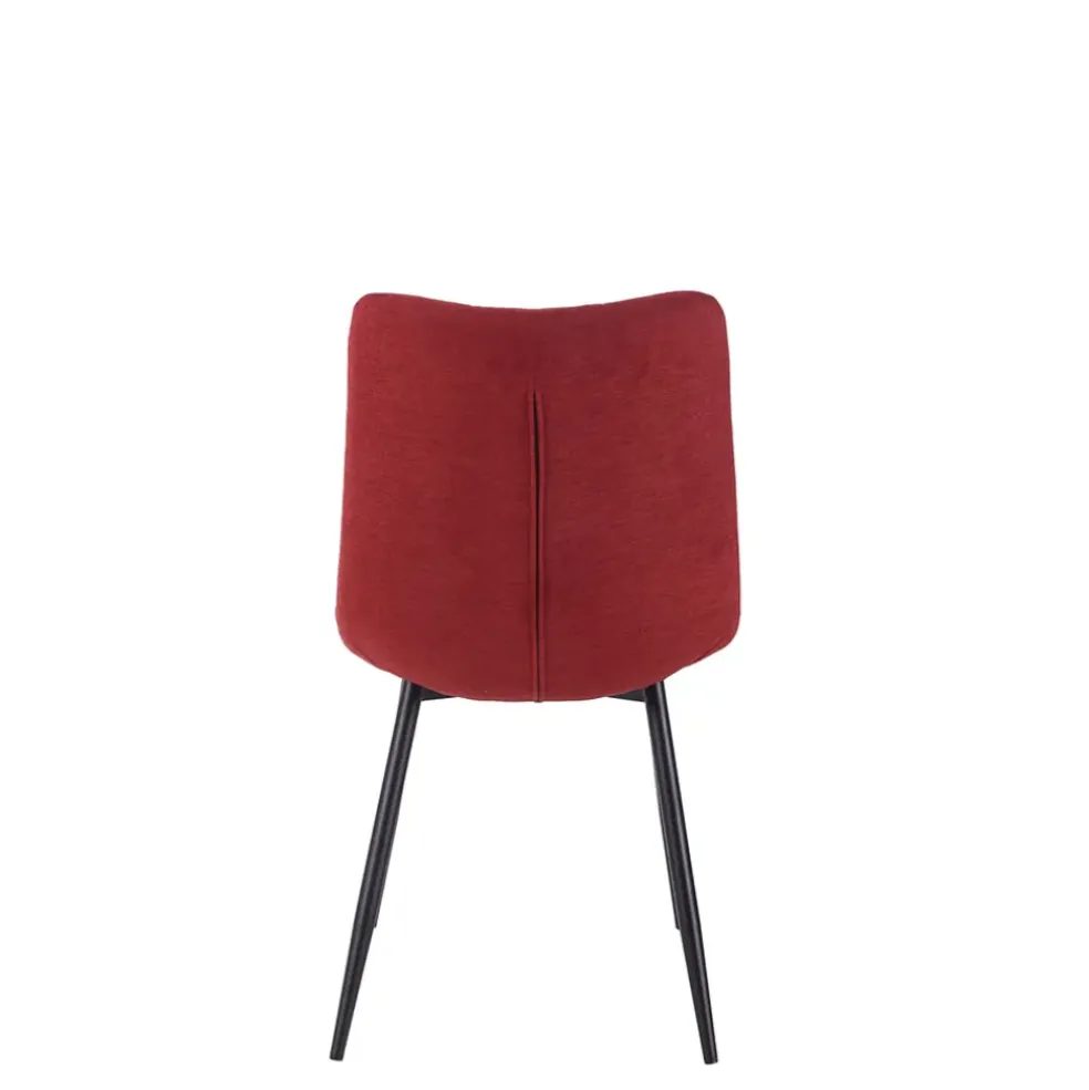 Chaise de salle à manger en tissu matelassé cerise - Lilly