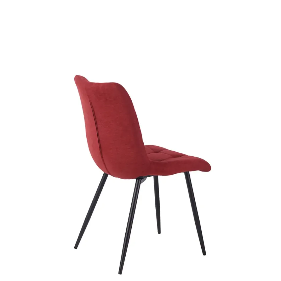 Chaise de salle à manger en tissu matelassé cerise - Lilly