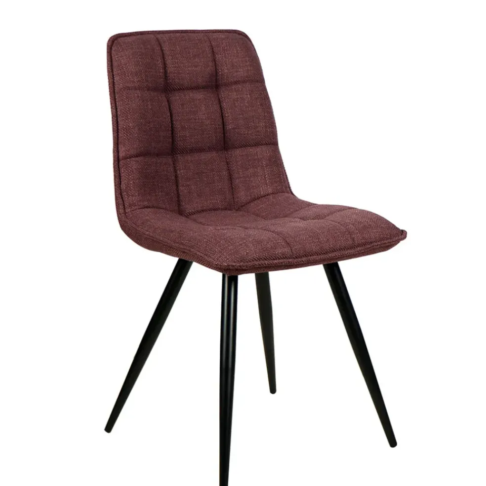 Chaise de salle à manger en tissu matelassé pourpre - Alize