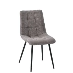 Chaise de salle à manger en microfibre matelassé taupe - Lilly