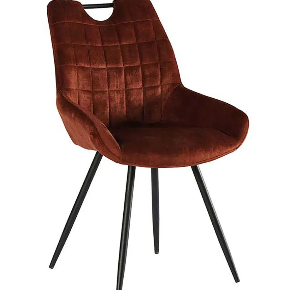 Chaise de salle à manger en velours rouille - Dana