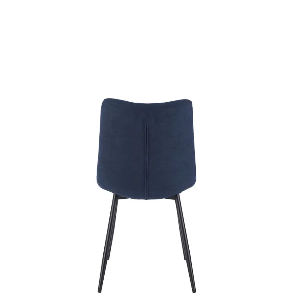 Chaise de salle à manger en tissu matelassé bleu marine - Lilly