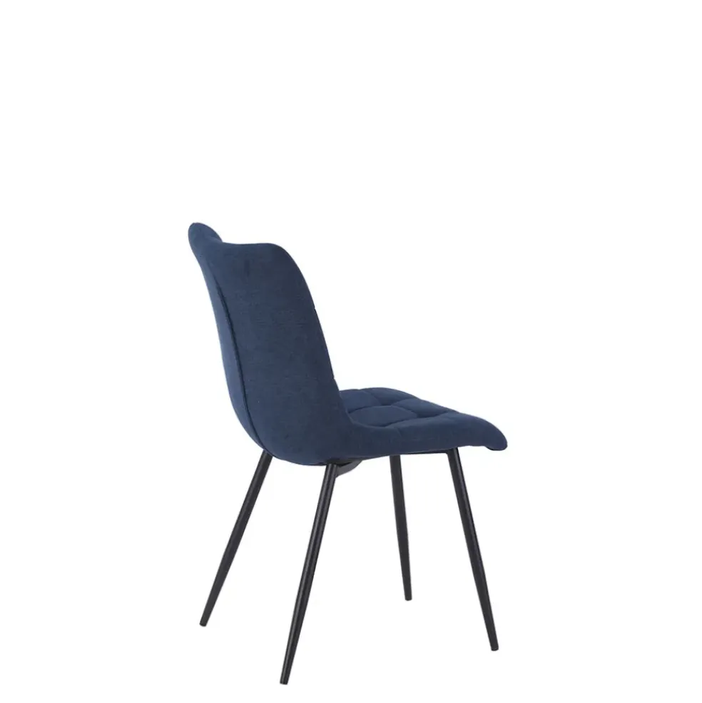 Chaise de salle à manger en tissu matelassé bleu marine - Lilly