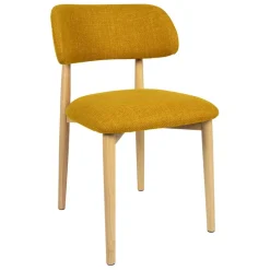 Chaise de salle à manger en tissu safran et hévéa - Elsy