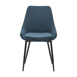 Chaise de salle à manger en velours côtelé bleu - Ben
