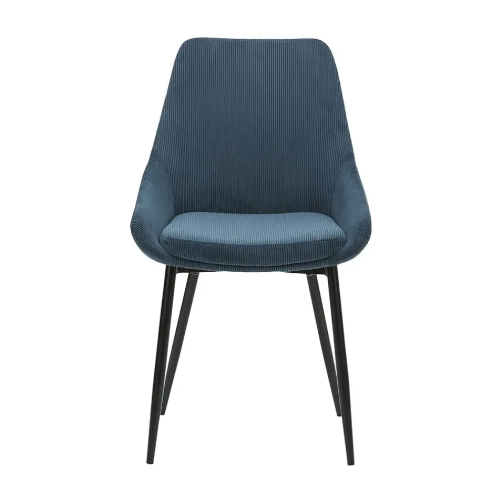 Chaise de salle à manger en velours côtelé bleu - Ben