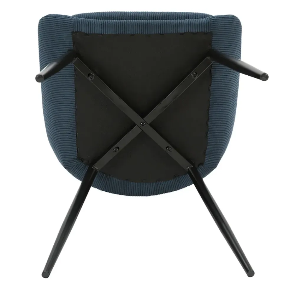 Chaise de salle à manger en velours côtelé bleu - Ben