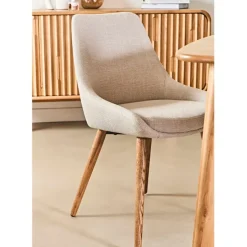 Chaise de salle à manger en tissu crème - Ben