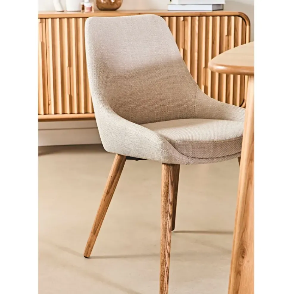 Chaise de salle à manger en tissu crème - Ben