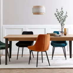 Chaise de salle à manger en velours cognac - Ben