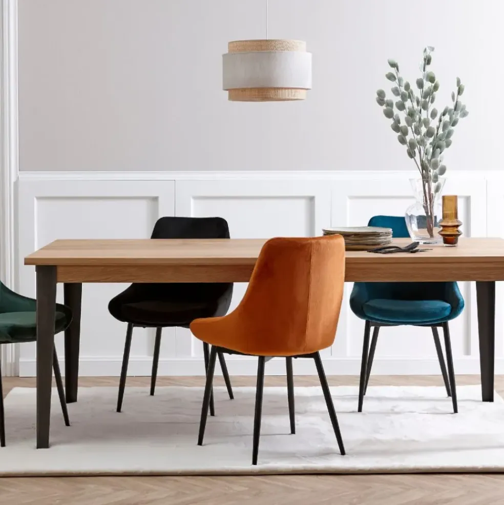 Chaise de salle à manger en velours cognac - Ben