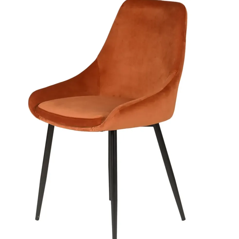 Chaise de salle à manger en velours cognac - Ben