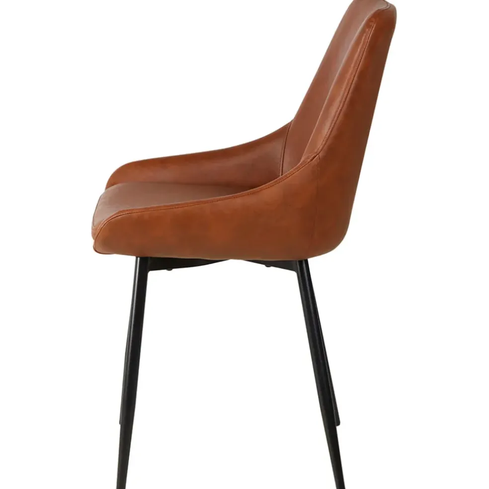 Chaise de salle à manger en simili cuir marron - Ben