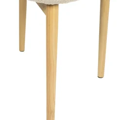 Chaise de salle à manger en tissu beige et hévéa - Elsy