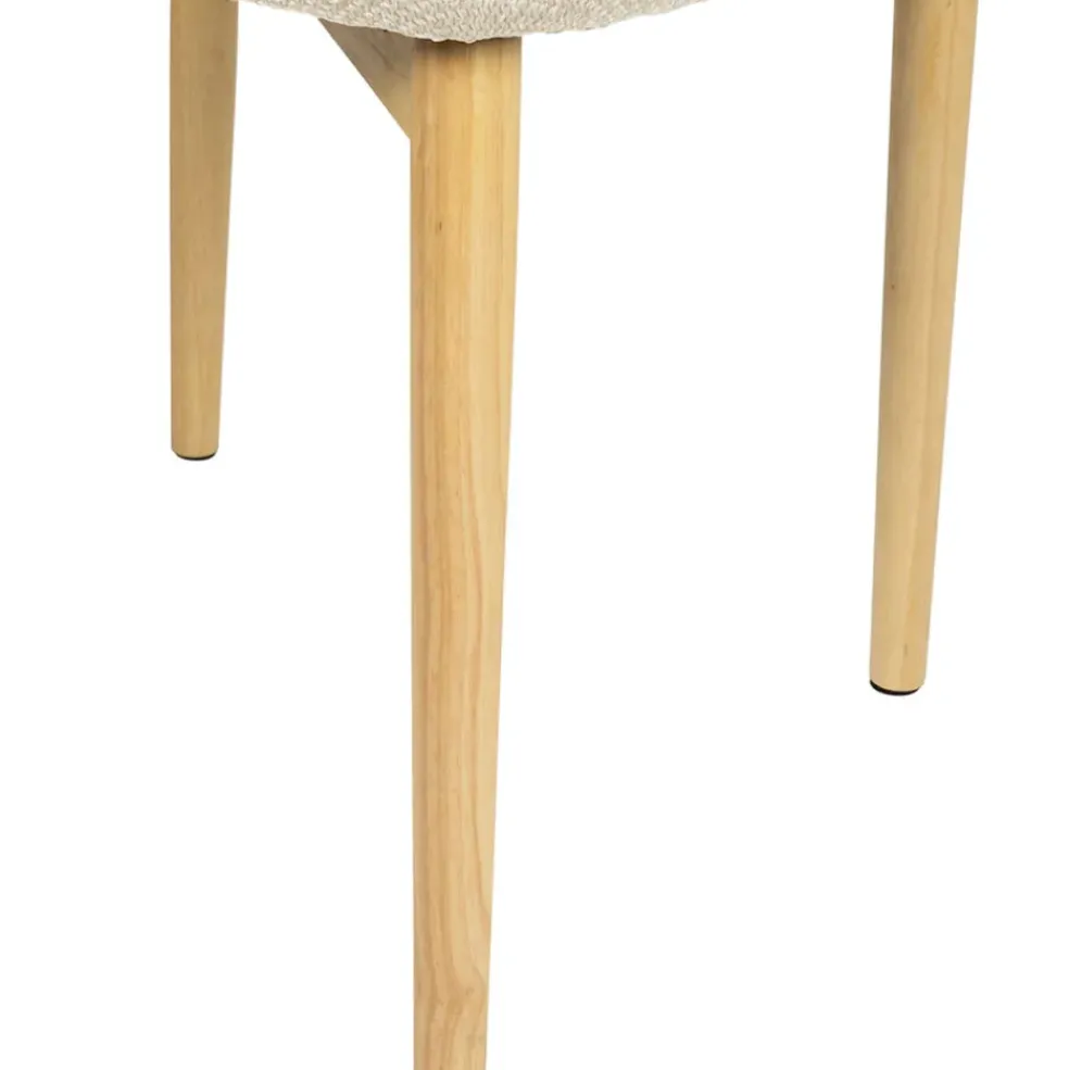 Chaise de salle à manger en tissu beige et hévéa - Elsy