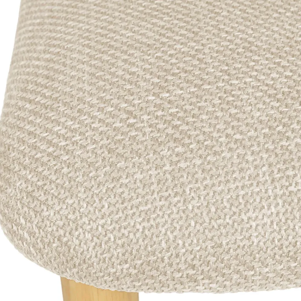 Chaise de salle à manger en tissu beige et hévéa - Elsy