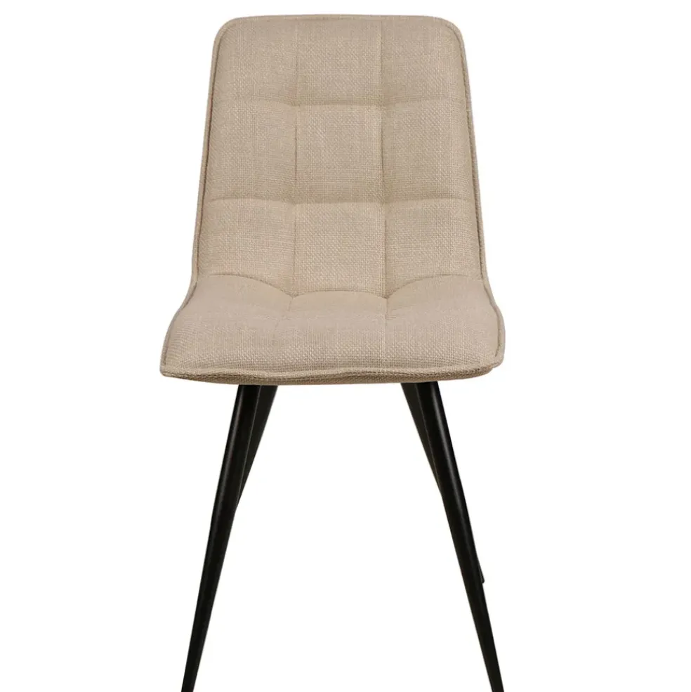 Chaise de salle à manger en tissu matelassé beige - Alize
