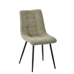 Chaise de salle à manger en tissu matelassé kaki - Lilly
