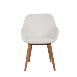 Chaise de salle à manger en tissu bouclette blanc - Altea
