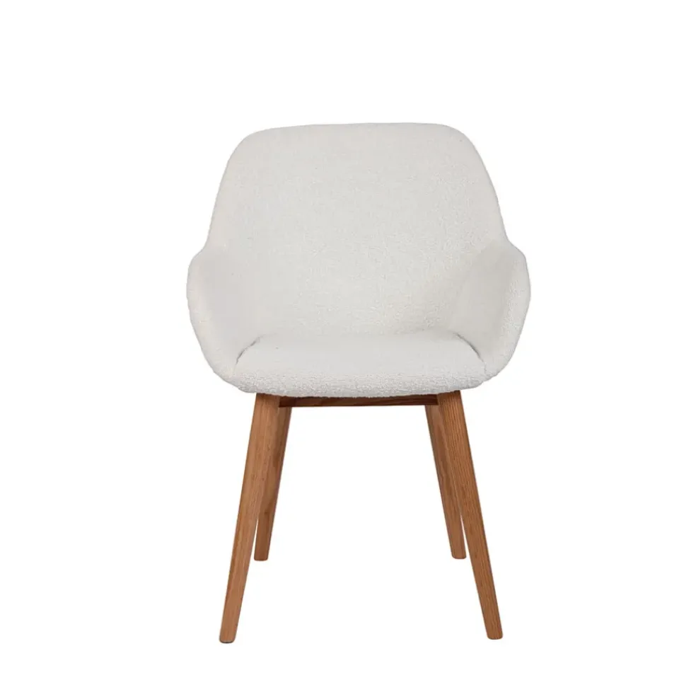 Chaise de salle à manger en tissu bouclette blanc - Altea