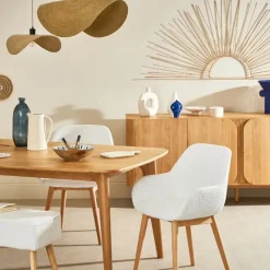 Chaise de salle à manger en tissu bouclette blanc - Altea