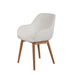 Chaise de salle à manger en tissu bouclette blanc - Altea