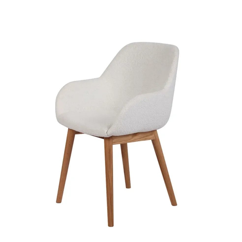 Chaise de salle à manger en tissu bouclette blanc - Altea