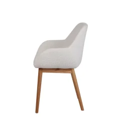 Chaise de salle à manger en tissu bouclette blanc - Altea