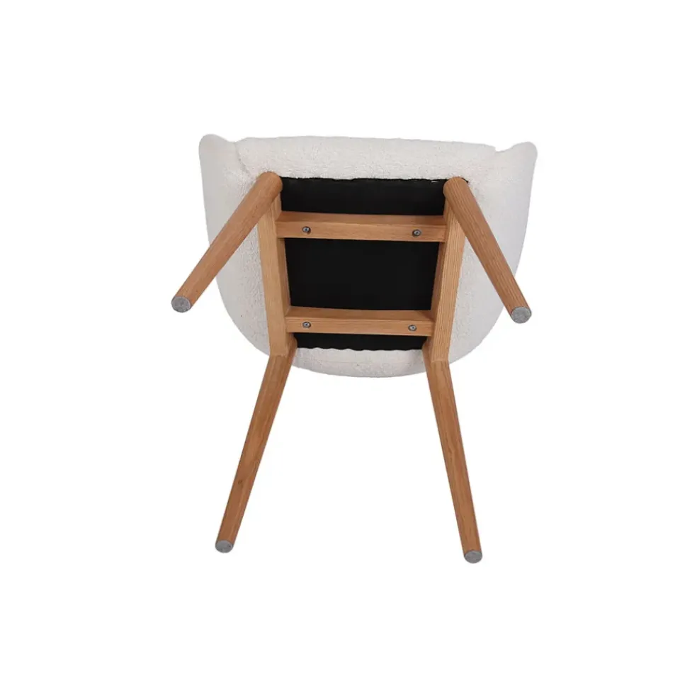 Chaise de salle à manger en tissu bouclette blanc - Altea