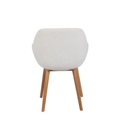 Chaise de salle à manger en tissu bouclette blanc - Altea