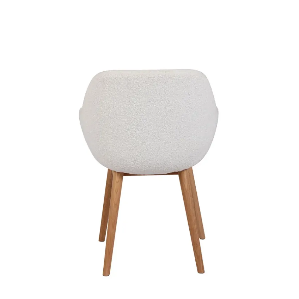 Chaise de salle à manger en tissu bouclette blanc - Altea