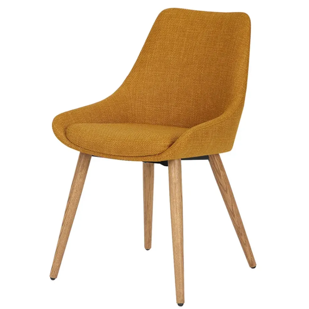 Chaise de salle à manger en tissu ocre - Ben