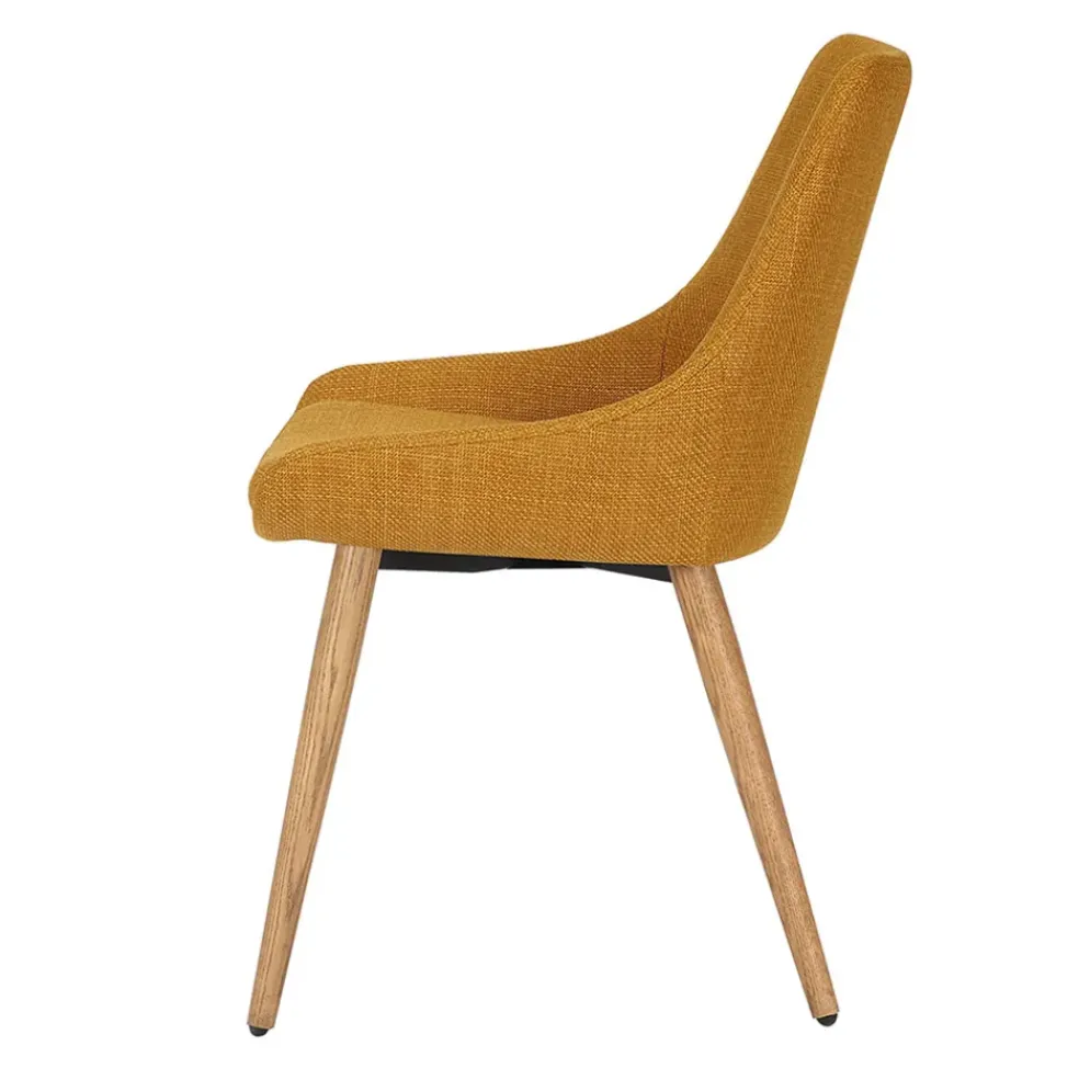 Chaise de salle à manger en tissu ocre - Ben