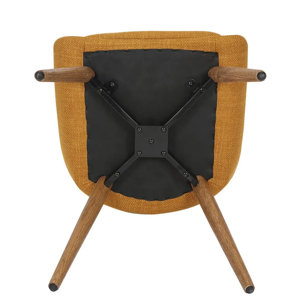 Chaise de salle à manger en tissu ocre - Ben