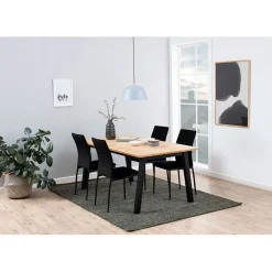 Chaise de salle à manger en tissu noir - Demia
