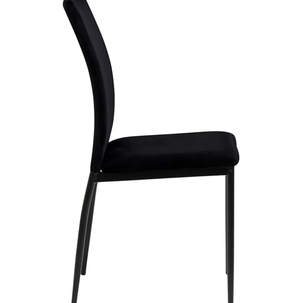 Chaise de salle à manger en tissu noir - Demia