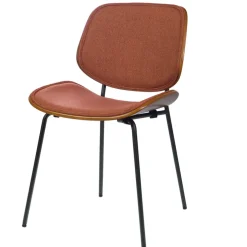Chaise de salle à manger en tissu orange et noyer - Atlanta