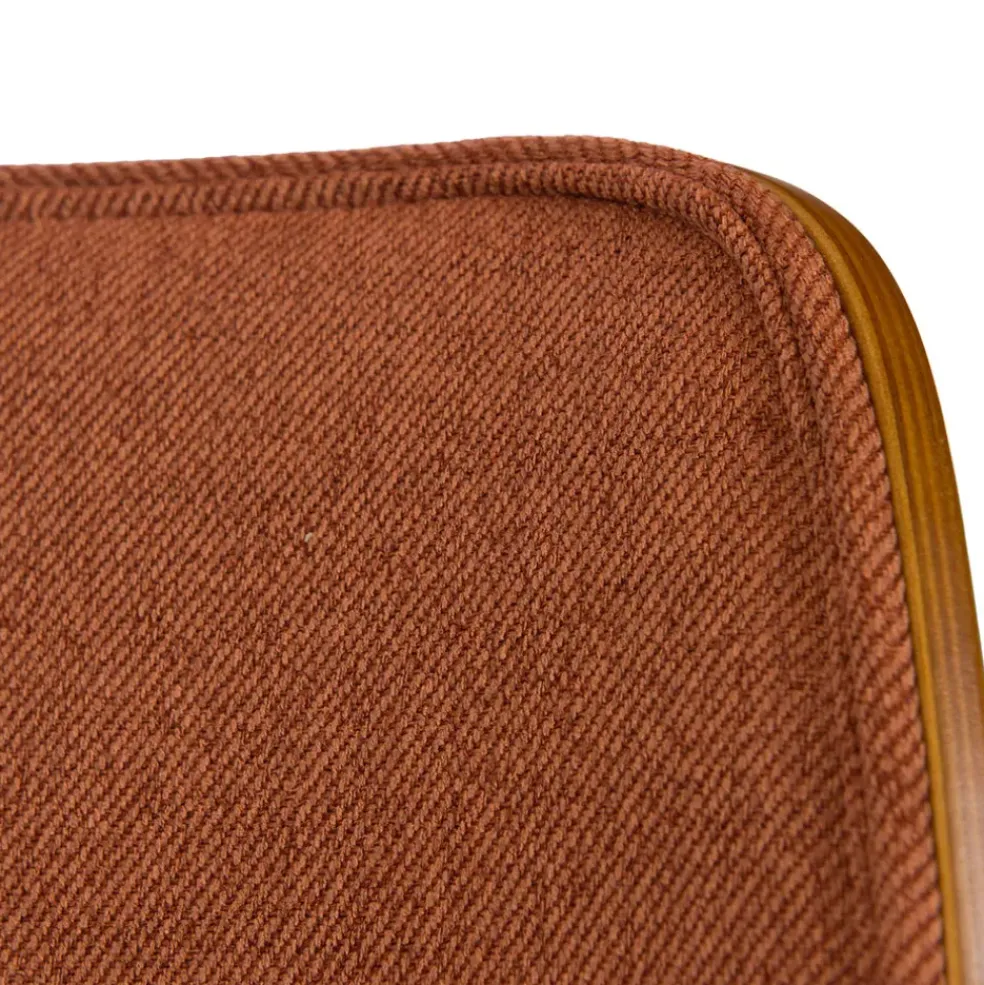 Chaise de salle à manger en tissu orange et noyer - Atlanta