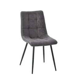 Chaise de salle à manger en microfibre matelassé anthracite - Lilly