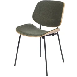 Chaise de salle à manger en tissu vert et chêne - Atlanta