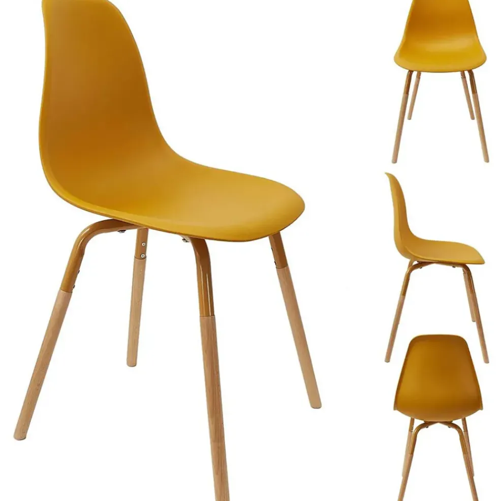 Chaise de salle à manger scandinave moutarde - Phebee