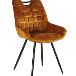 Chaise de salle à manger velours moutarde - dana